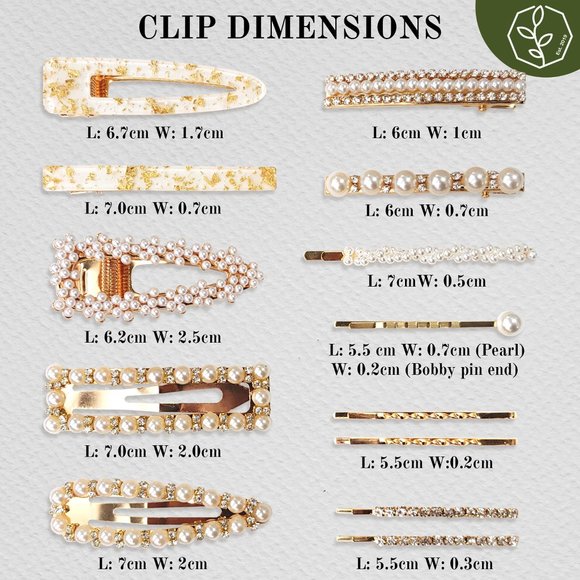 Faux Pearl/Rhinestone Embellished Snap Clip Set TD - Picture 3 of 3